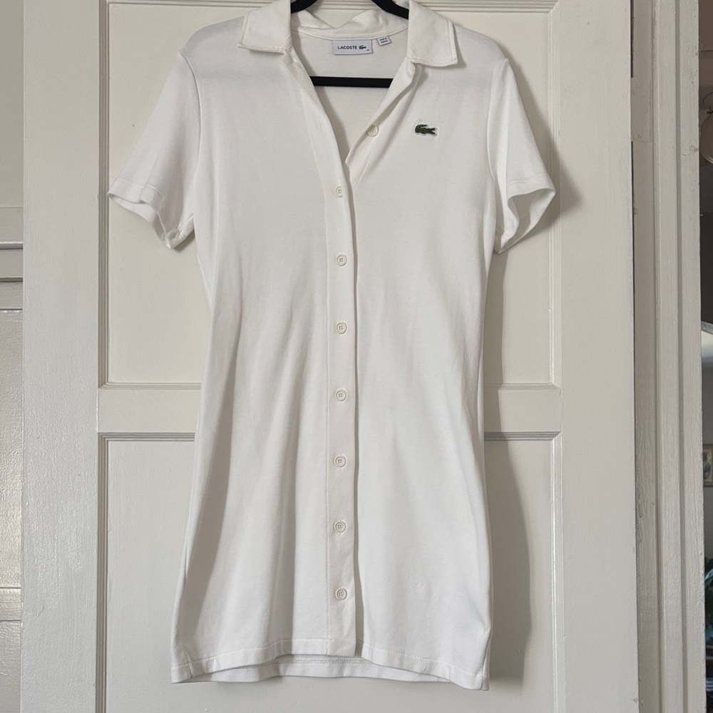 Lacoste Classic White Button-Down Polo Dress